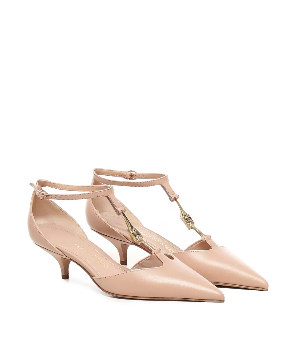 F Buckle T-Strap Pumps