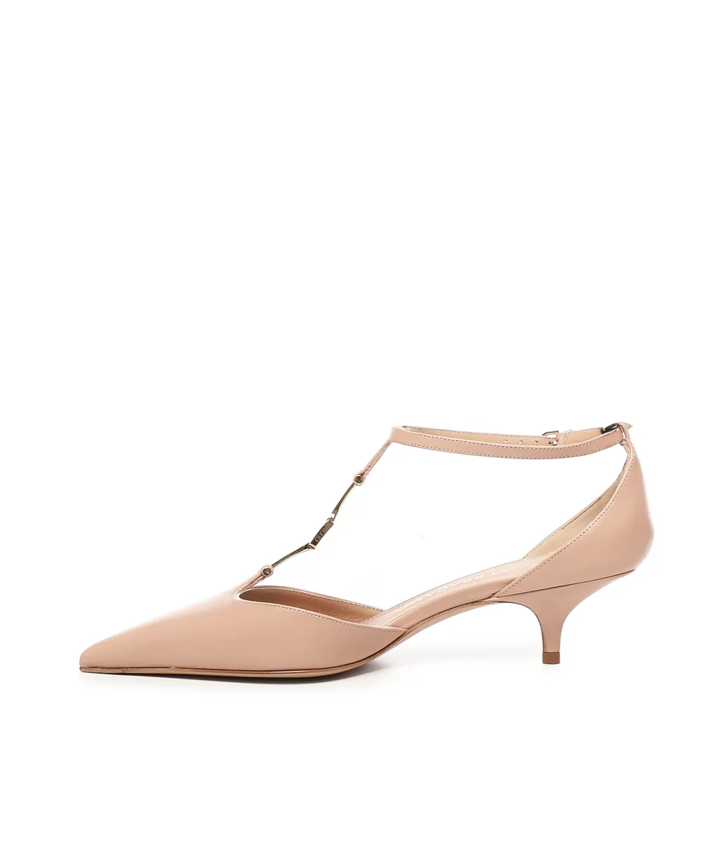 F Buckle T-Strap Pumps