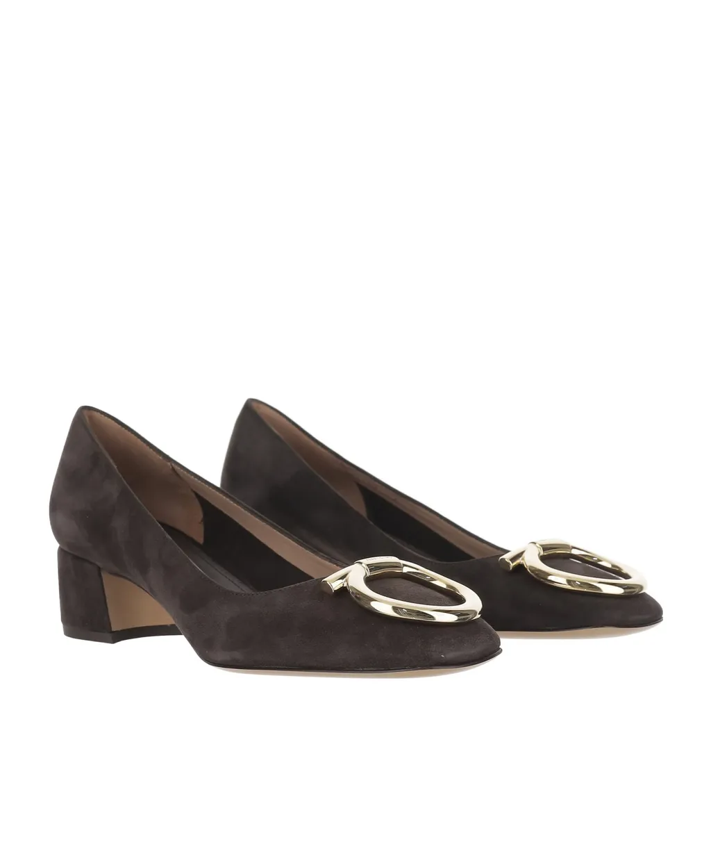 70Mm Gancini-Detail Suede Heeled Pumps