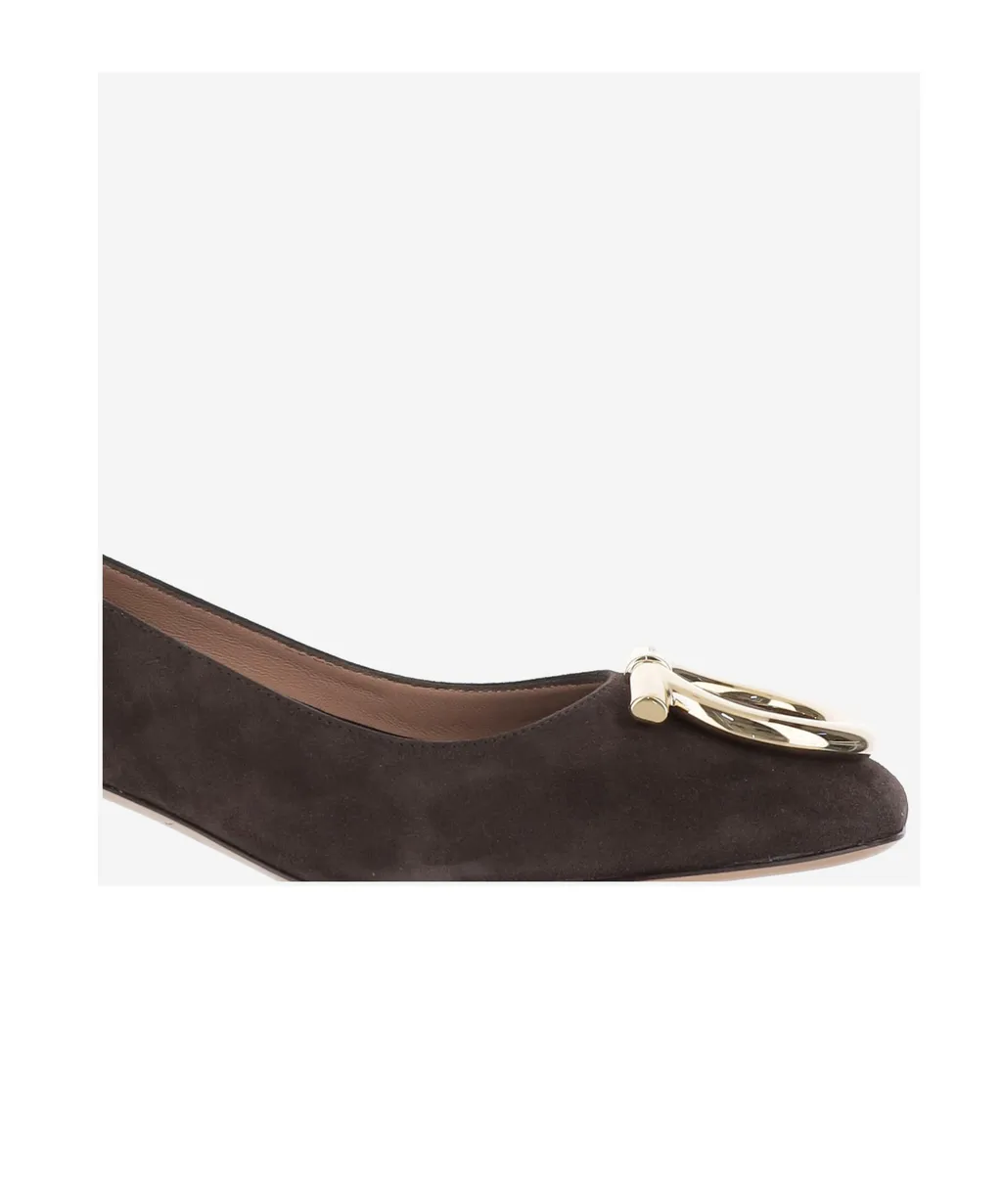 70Mm Gancini-Detail Suede Heeled Pumps