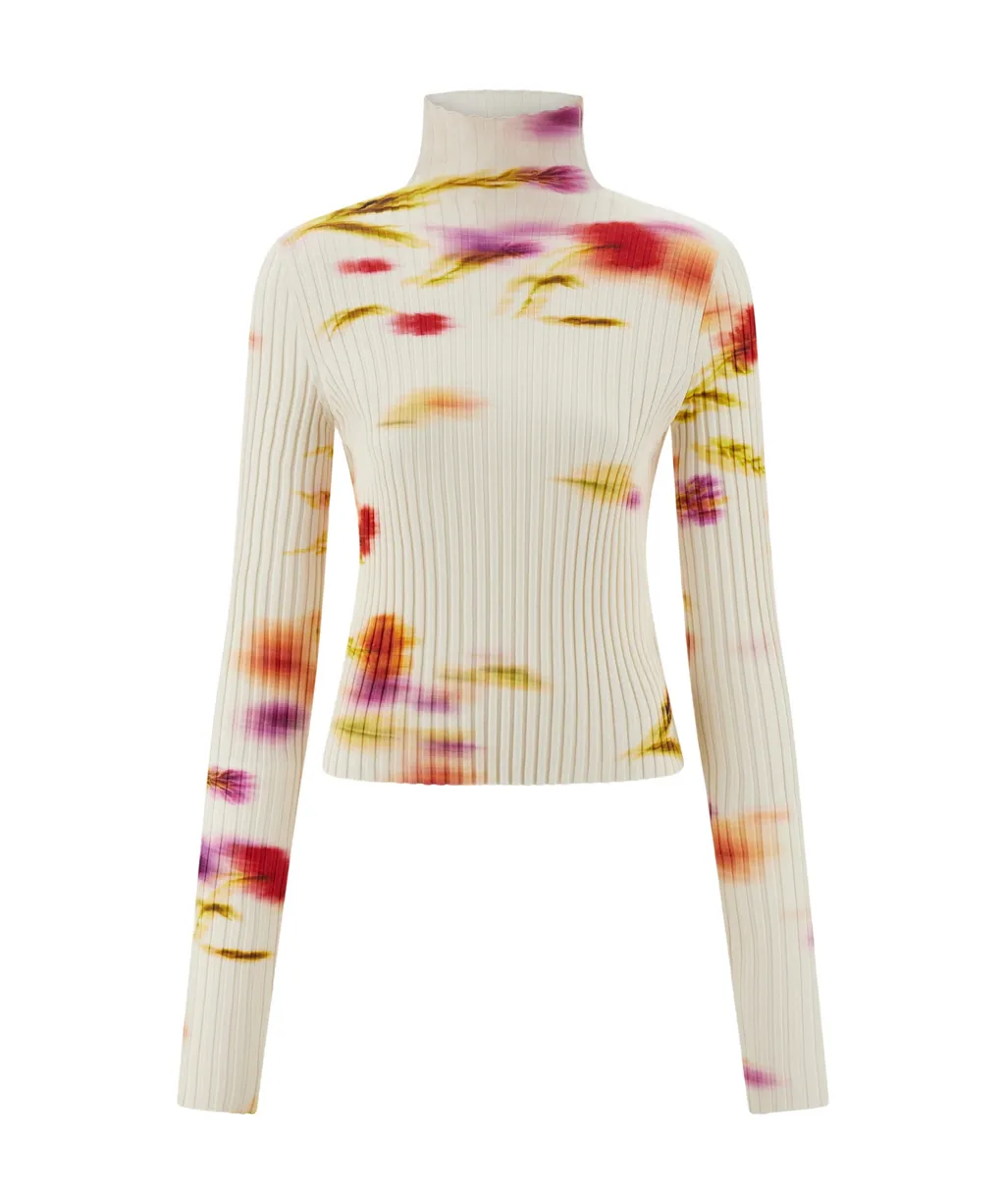 Blossom Print Mock Neck Top