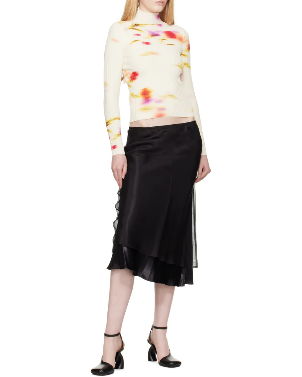 Blossom Print Mock Neck Top
