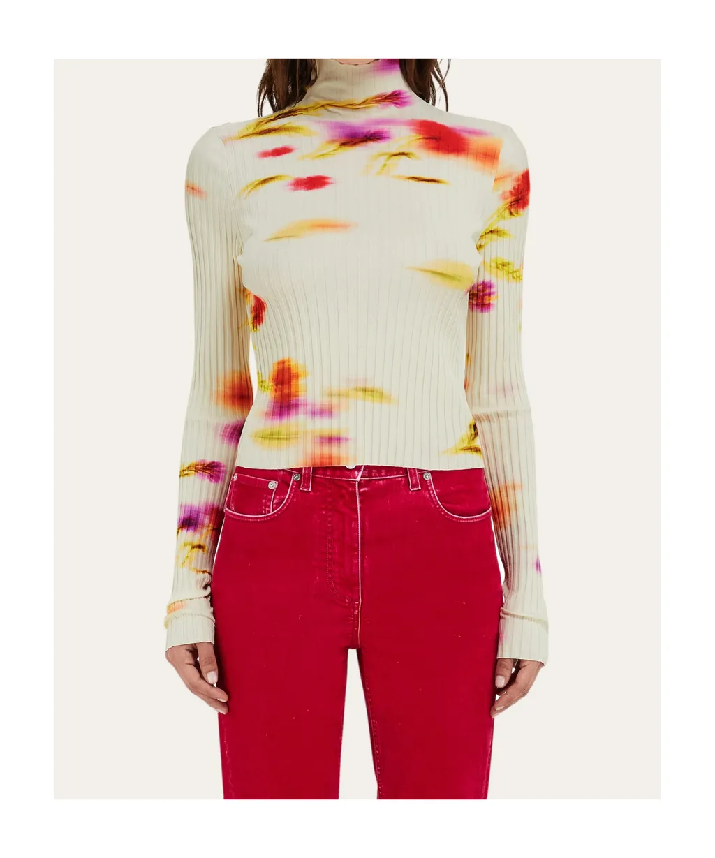 Blossom Print Mock Neck Top