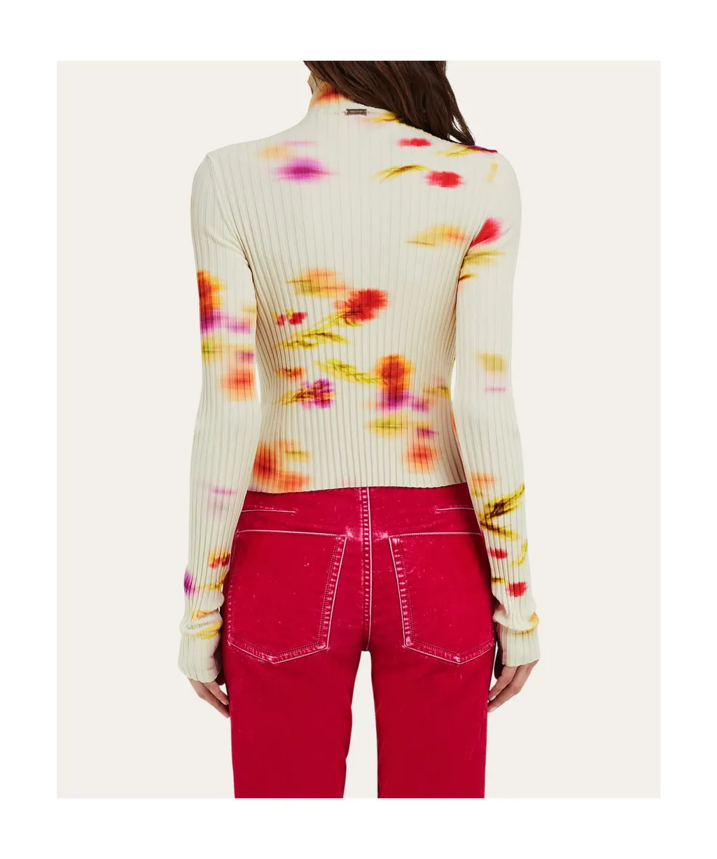 Blossom Print Mock Neck Top