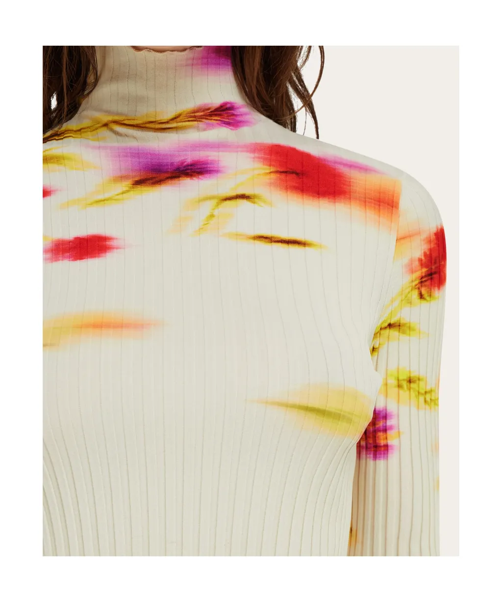 Blossom Print Mock Neck Top