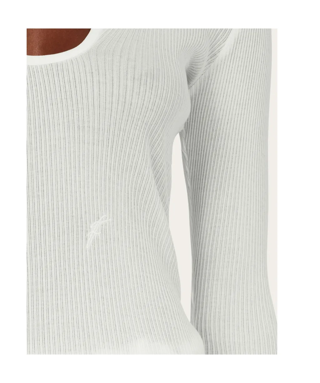 Rippled Neckline Ribbed Top