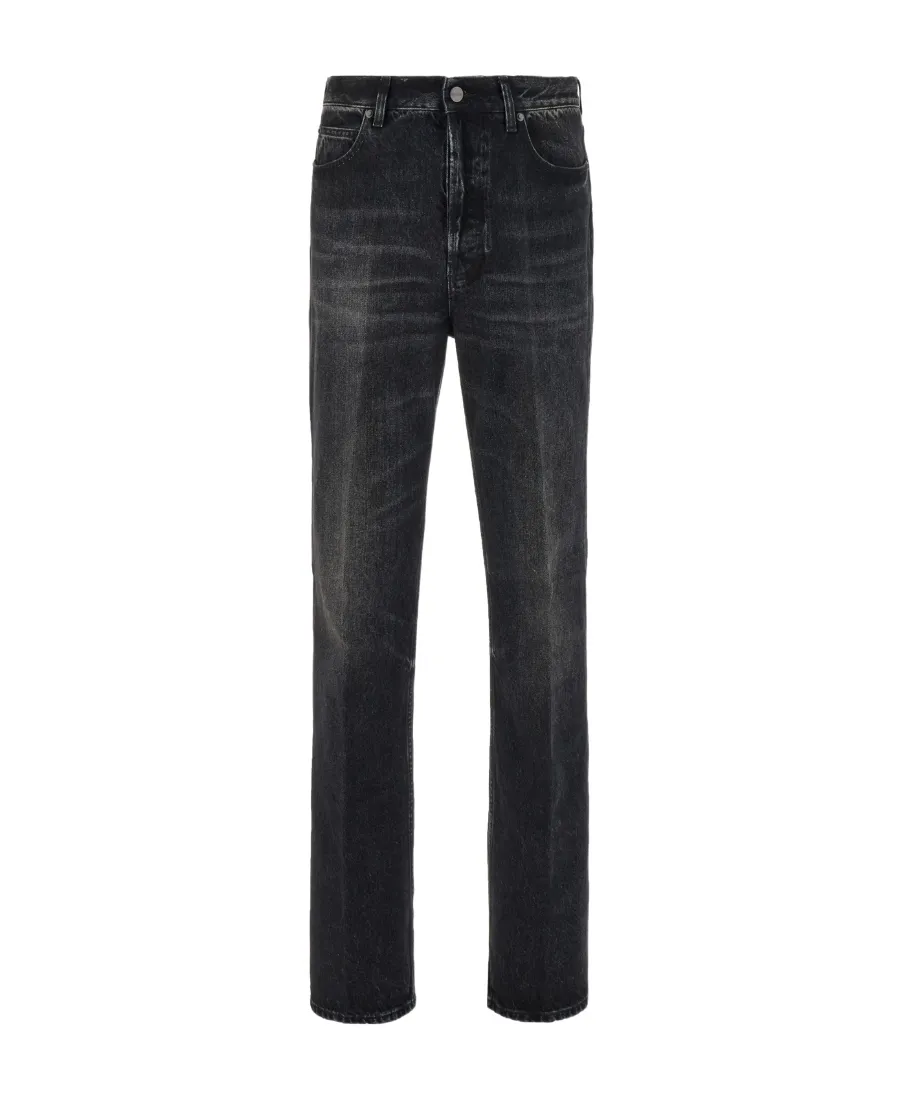 Logo Patch Stonewashed Denim Jeans
