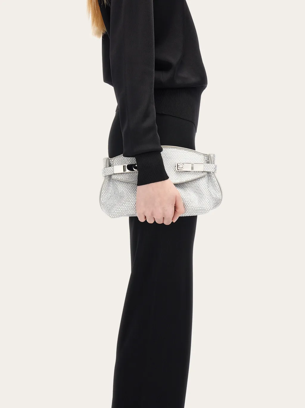Crystal Decorated Mini Hug Shoulder Bag