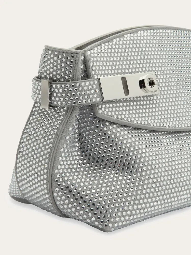 Crystal Decorated Mini Hug Shoulder Bag