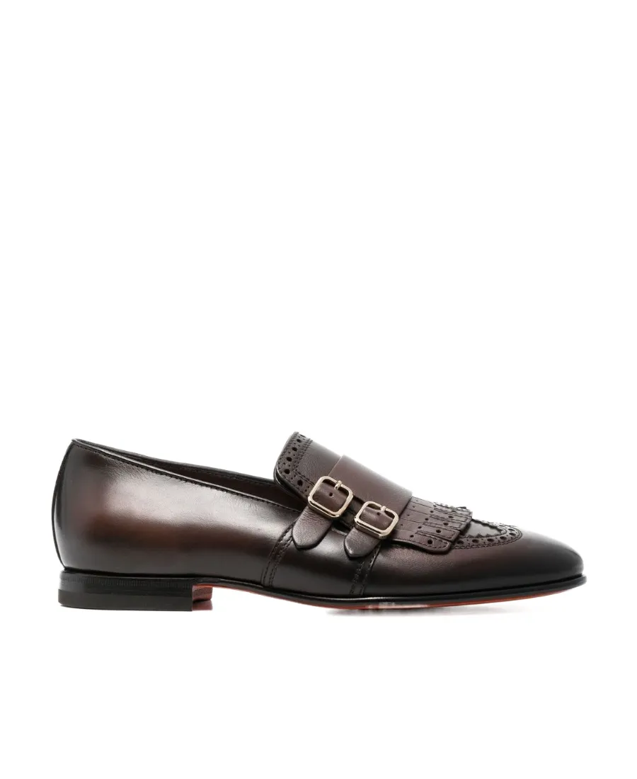 Double-Buckle Almond Toe Loafers