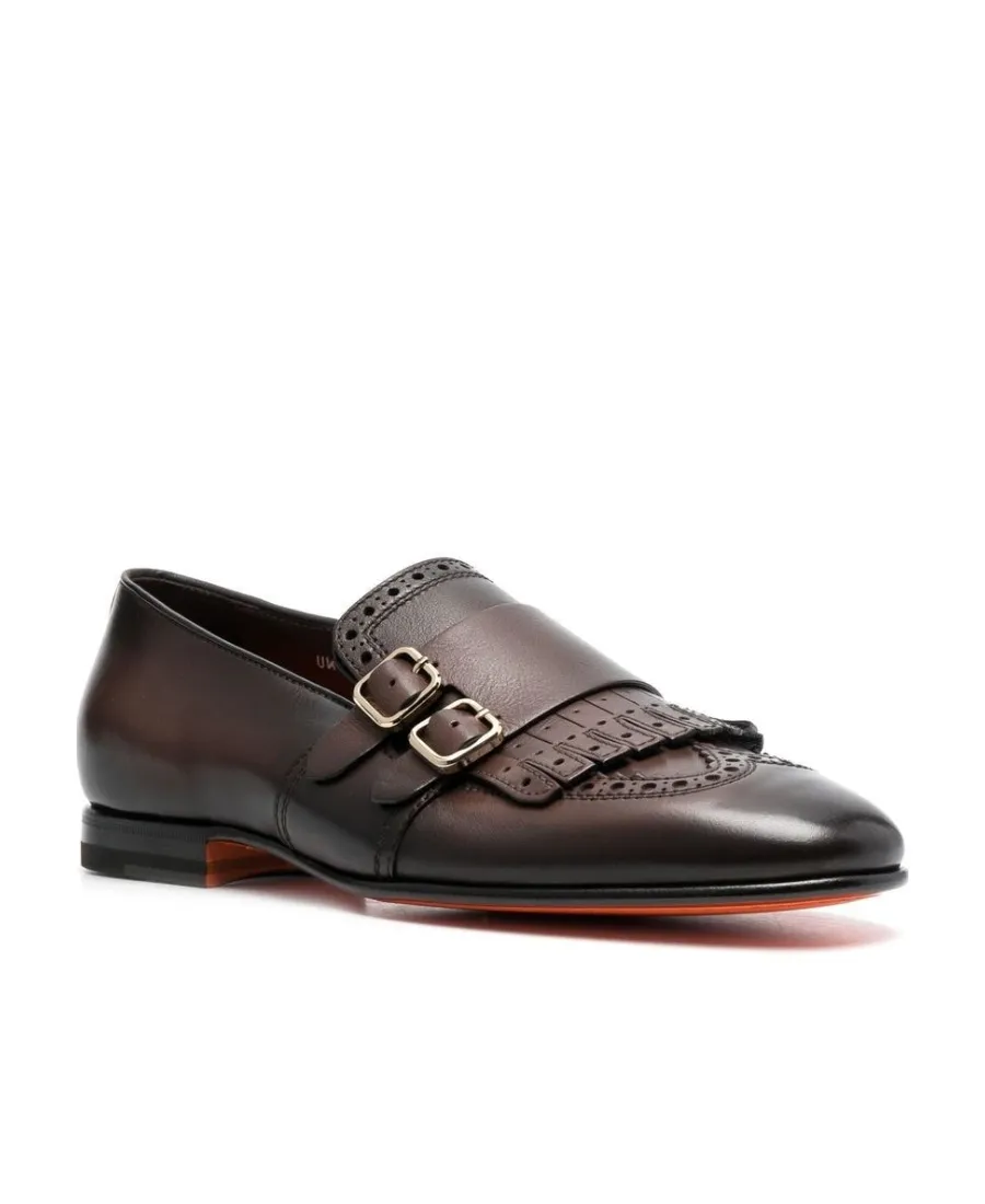 Double-Buckle Almond Toe Loafers
