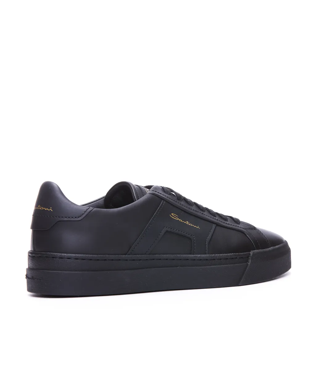 Double Buckle Lace-Up Sneakers