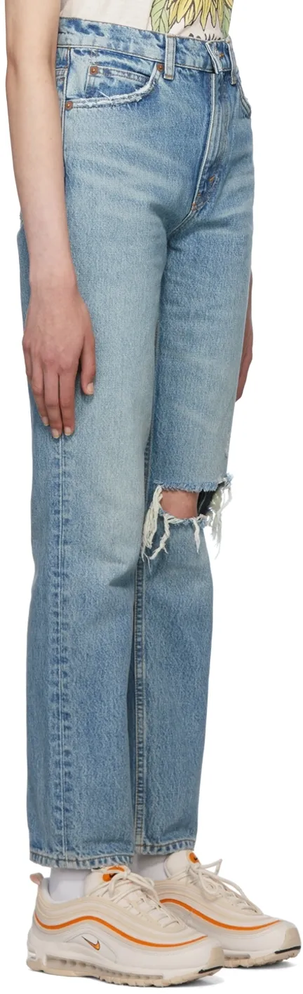 '70S Ripped-Knee Straight-Leg Jeans