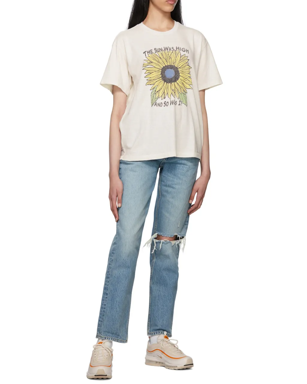 '70S Ripped-Knee Straight-Leg Jeans