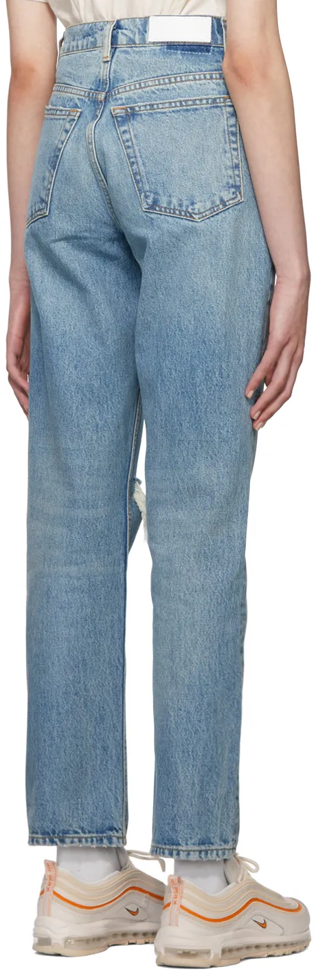 '70S Ripped-Knee Straight-Leg Jeans
