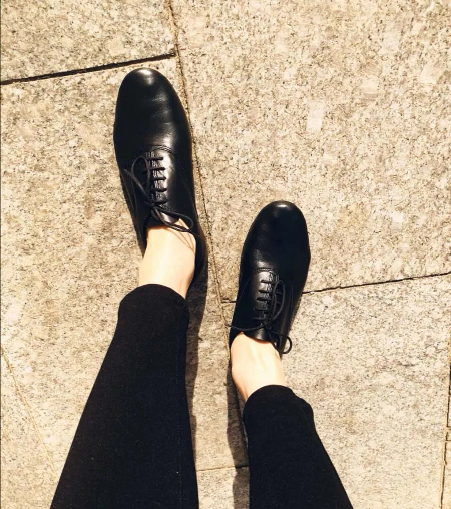 Black Lace Leather Shoes