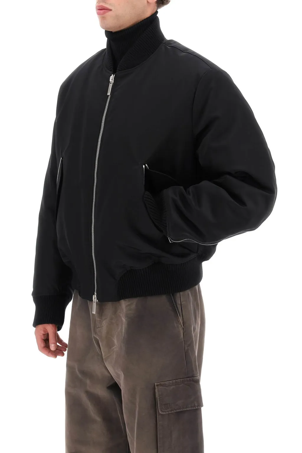 Zip-Up Long-Sleeved Bomber Jacket