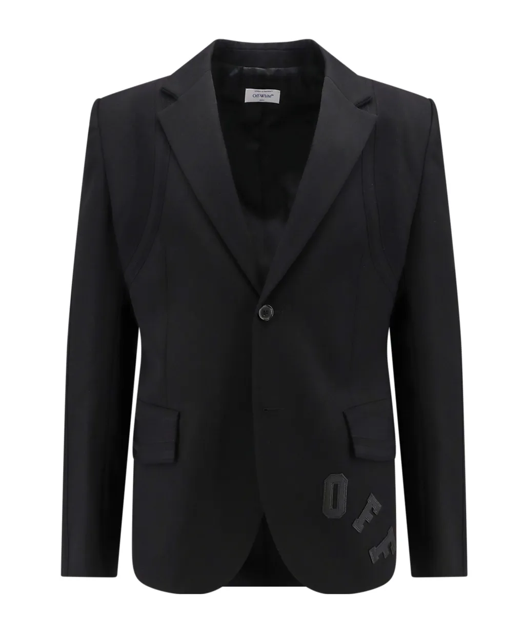 Logo Embroidered Single-Breasted Blazer