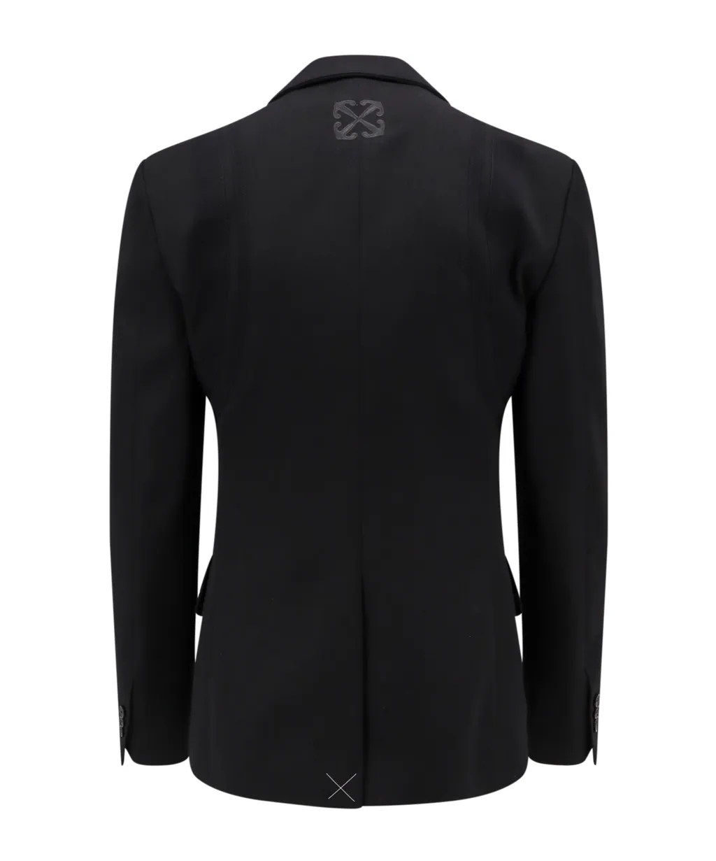 Logo Embroidered Single-Breasted Blazer