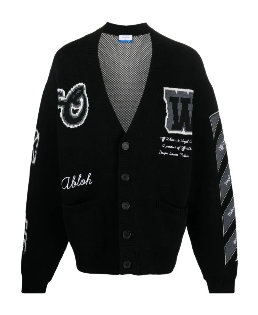 Logo Embroidered Knit Cardigan
