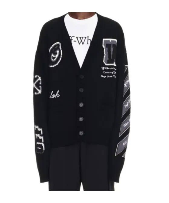 Logo Embroidered Knit Cardigan