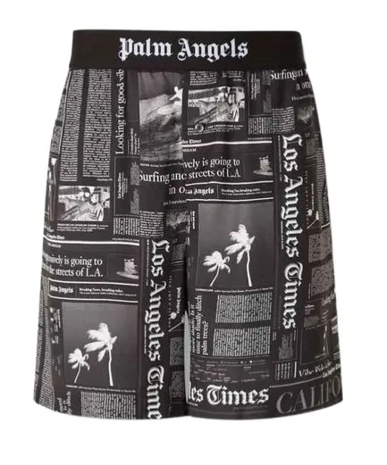 Newspaper Printed Bermuda Shorts