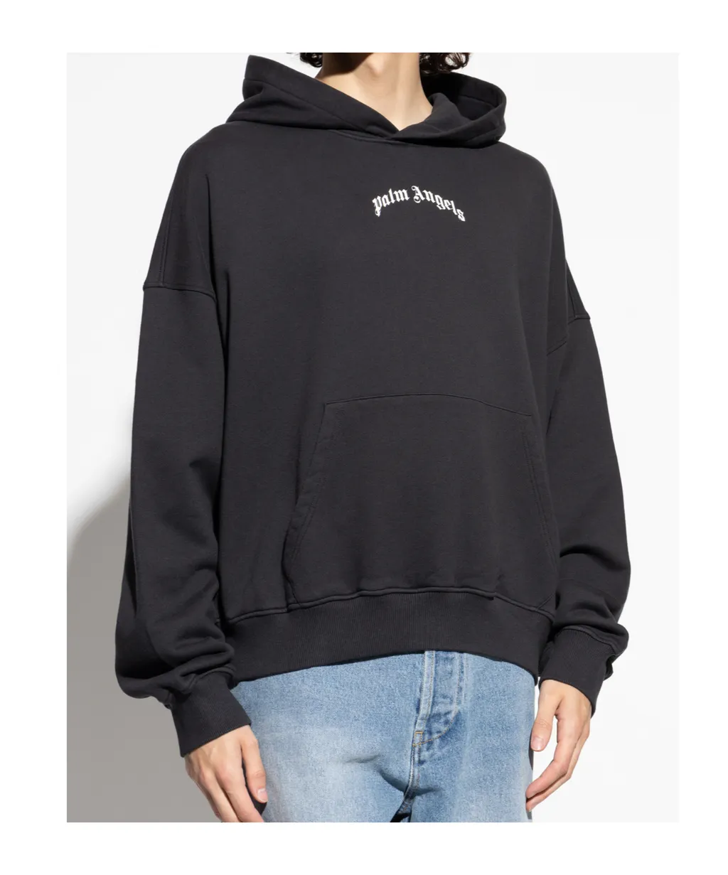 Back Curved Logo Loose Hoodie