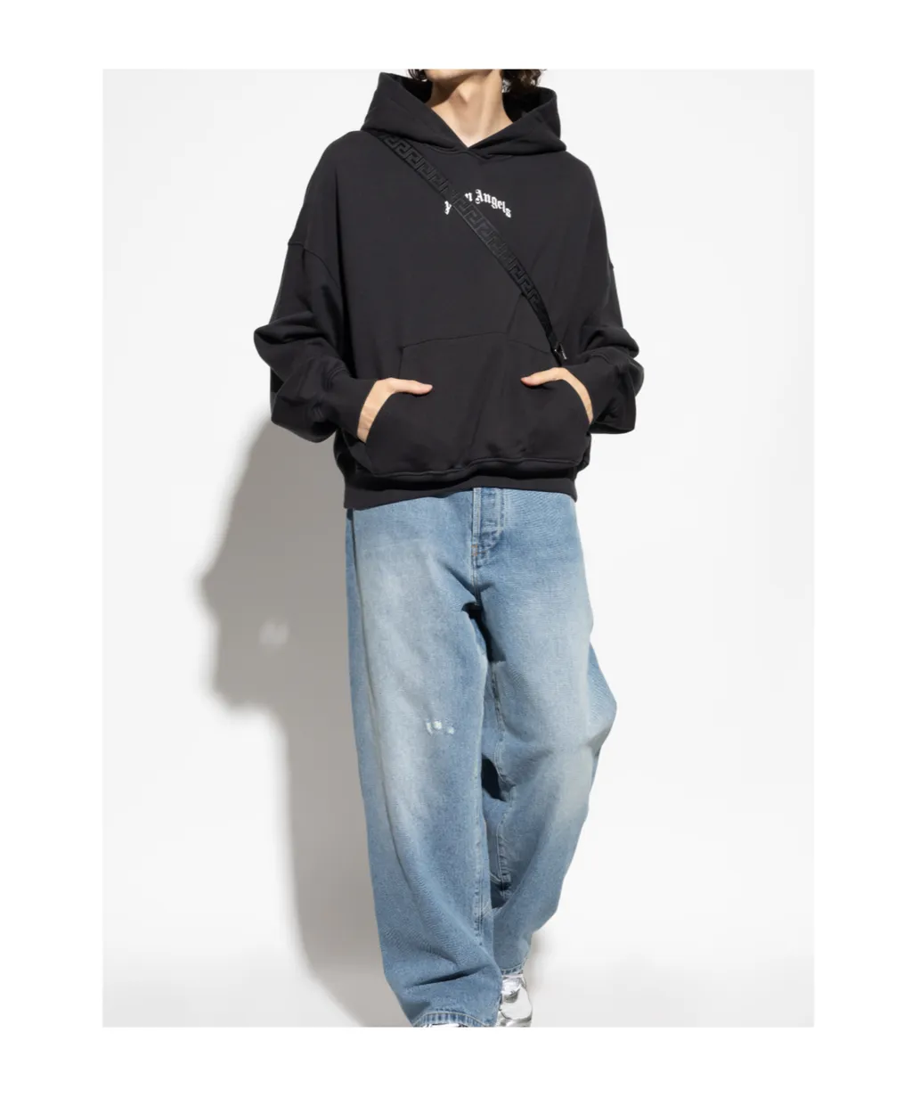 Back Curved Logo Loose Hoodie
