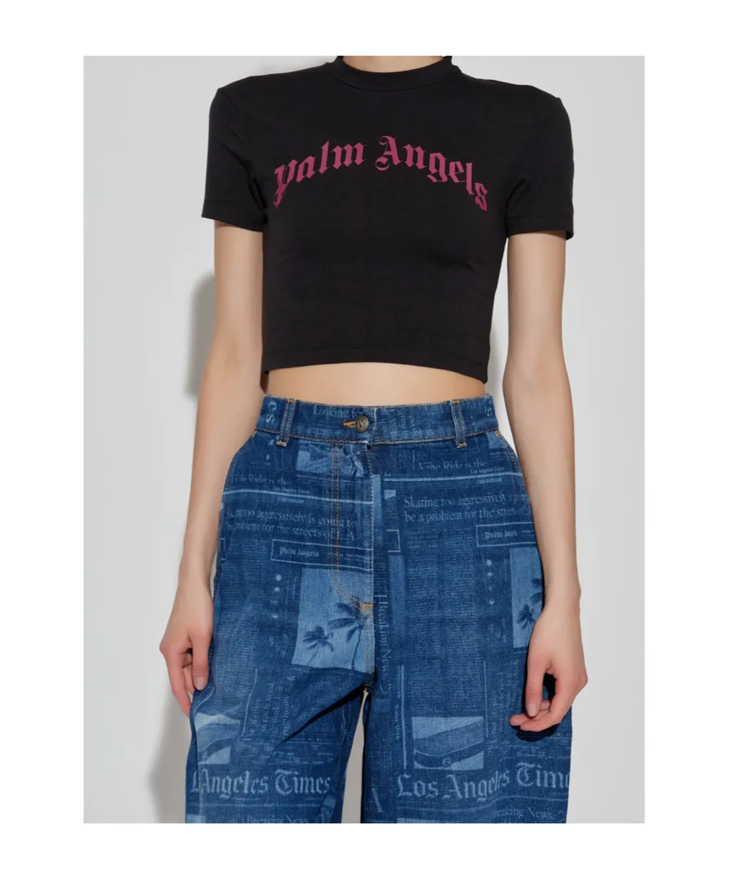 Logo-Print Cropped T-Shirt
