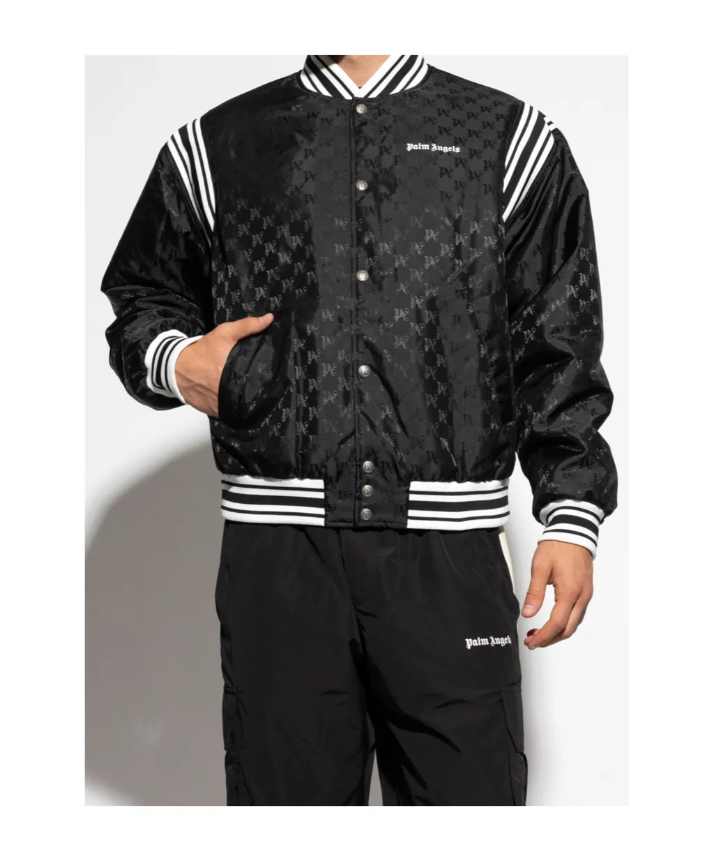 Logo-Pattern Bomber Jacket