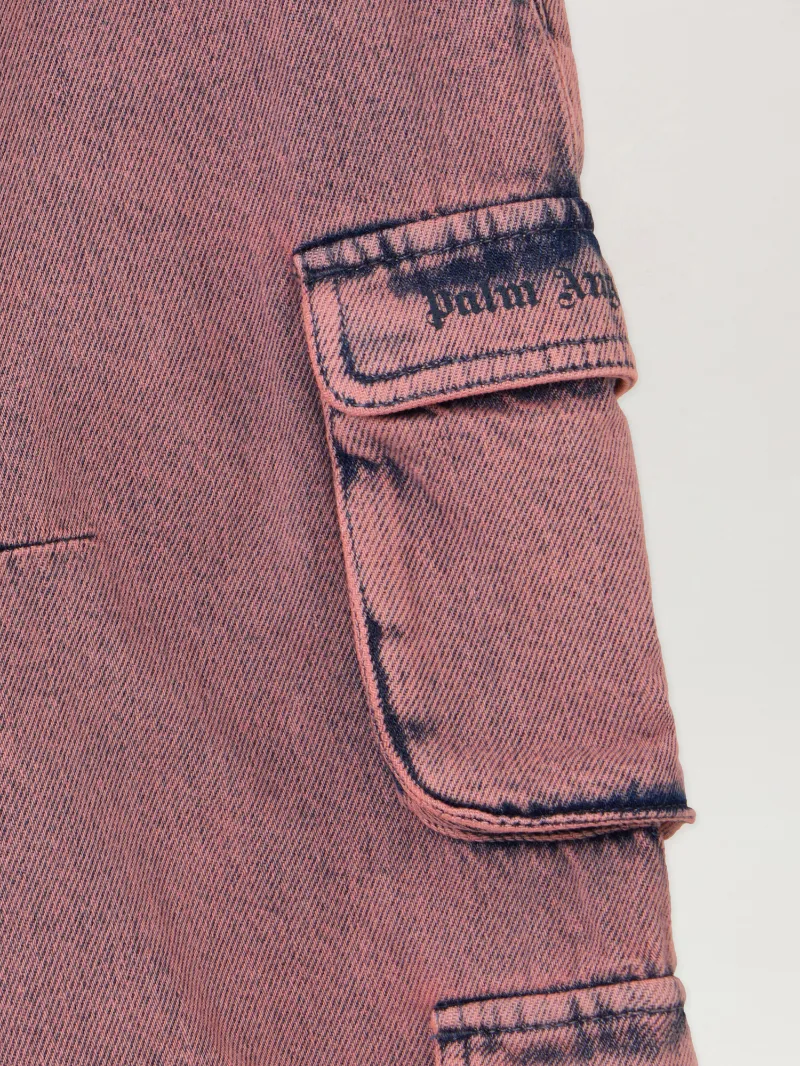 Overdye Wide-Leg Cargo Denim Pants