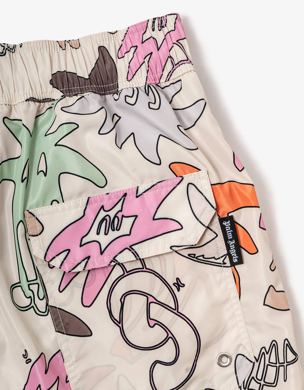 Palmity-Printed Elasticated Drawstring Waistband Swim Shorts