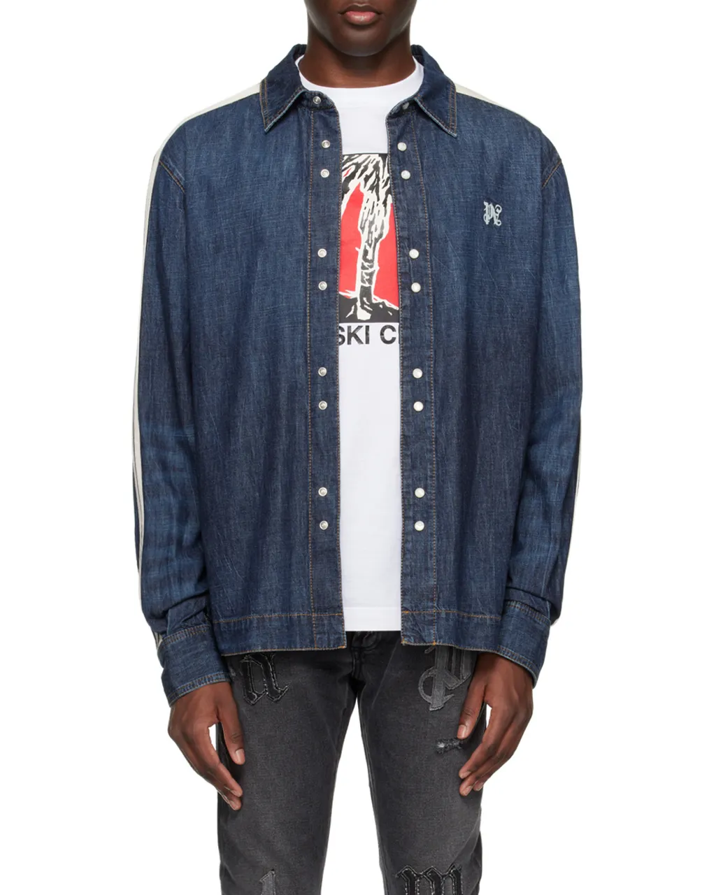 Monogram Detailed Denim Track Jacket