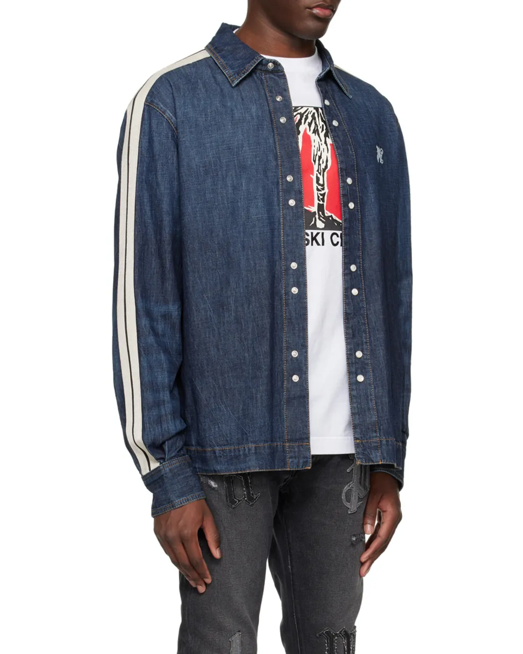 Monogram Detailed Denim Track Jacket