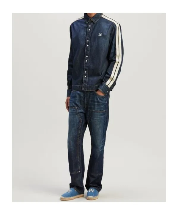 Monogram Detailed Denim Track Jacket