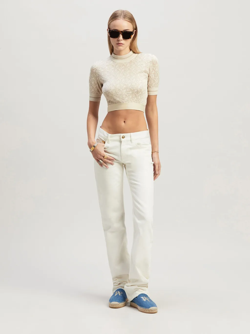 Monogram-Jacquard Knitted Cropped Top
