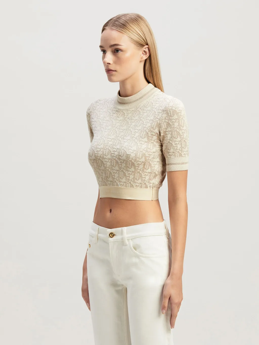 Monogram-Jacquard Knitted Cropped Top
