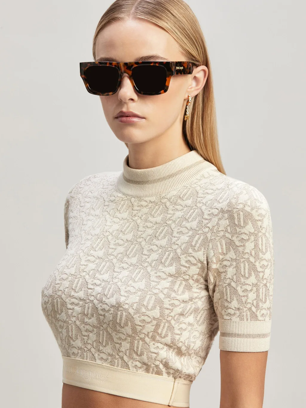 Monogram-Jacquard Knitted Cropped Top