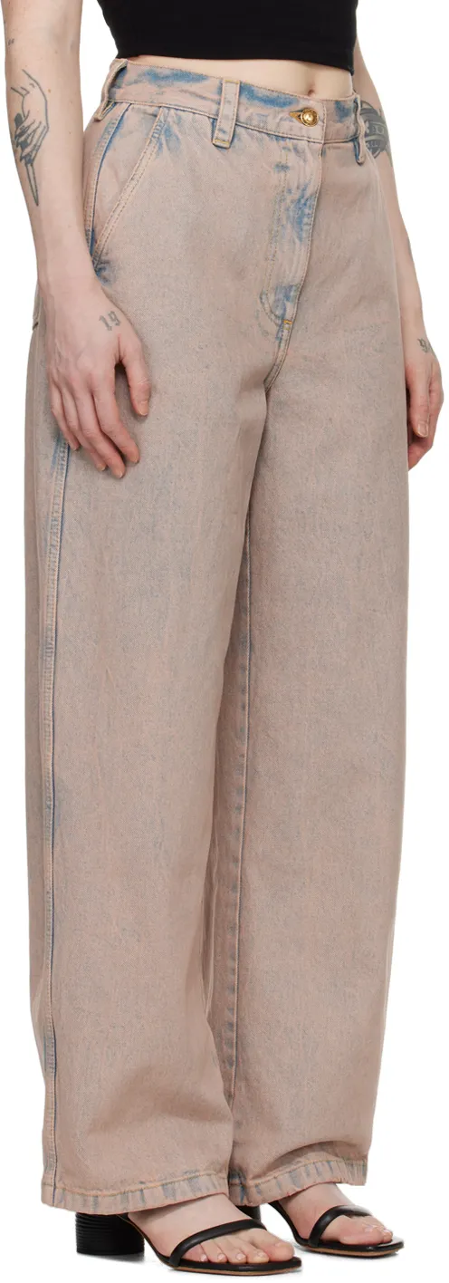 Logo-Embroidered Overdye-Wash Jeans