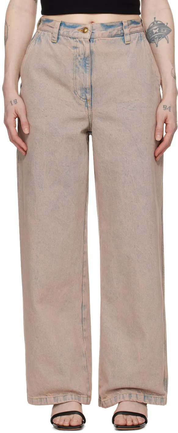 Logo-Embroidered Overdye-Wash Jeans