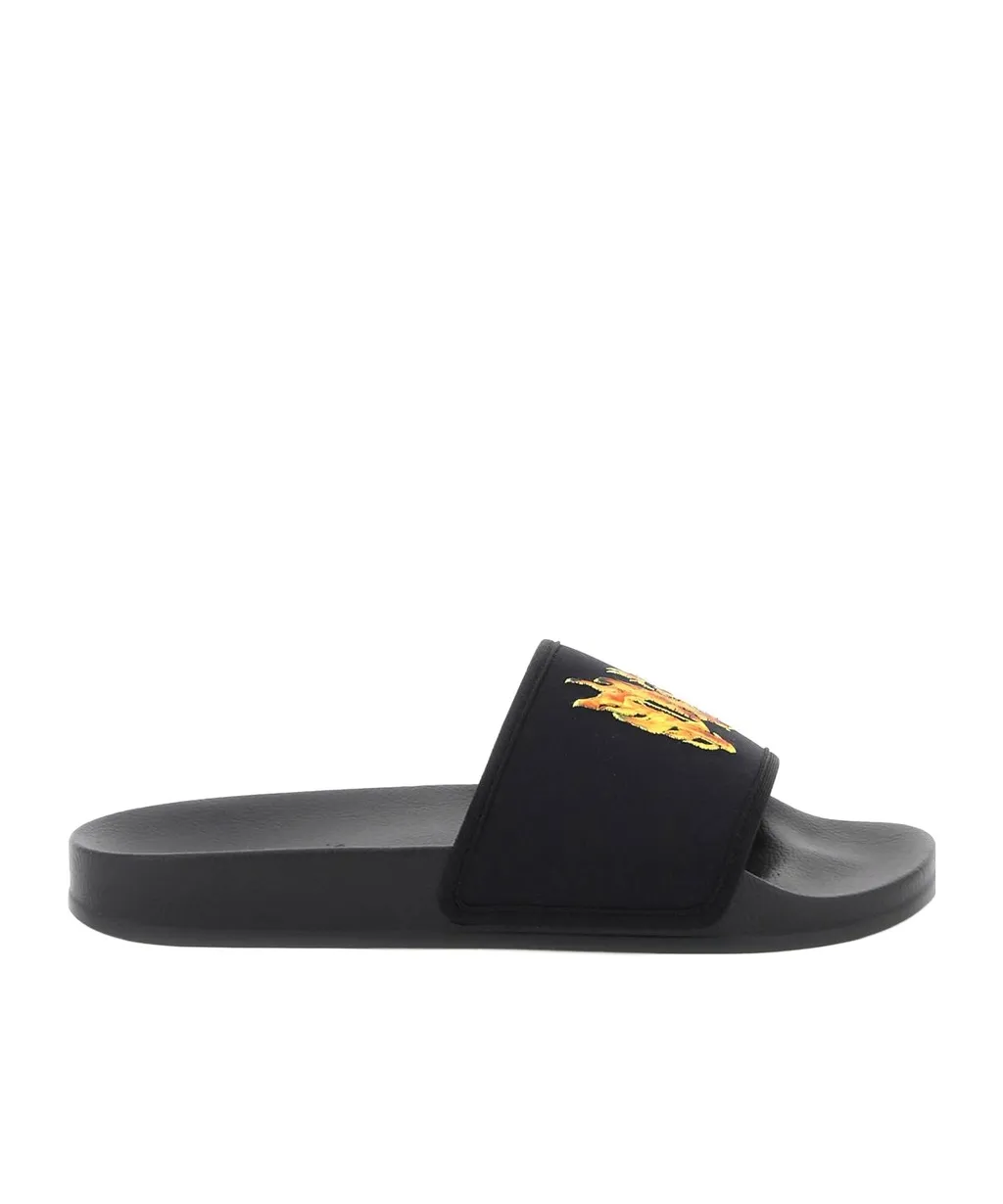 Flame Monogram Printed Round Toe Slides