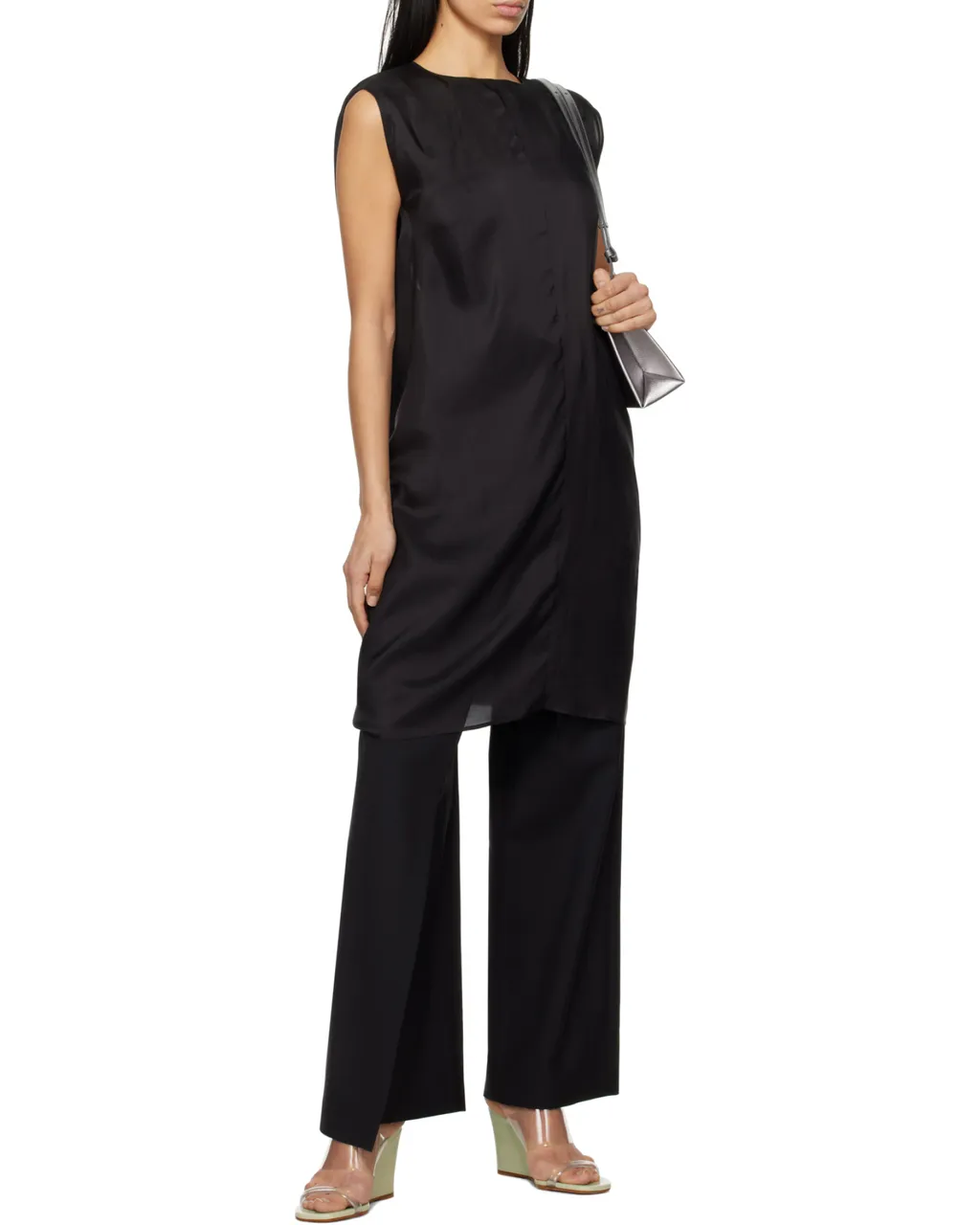 Tie-Fastened Flared Trousers