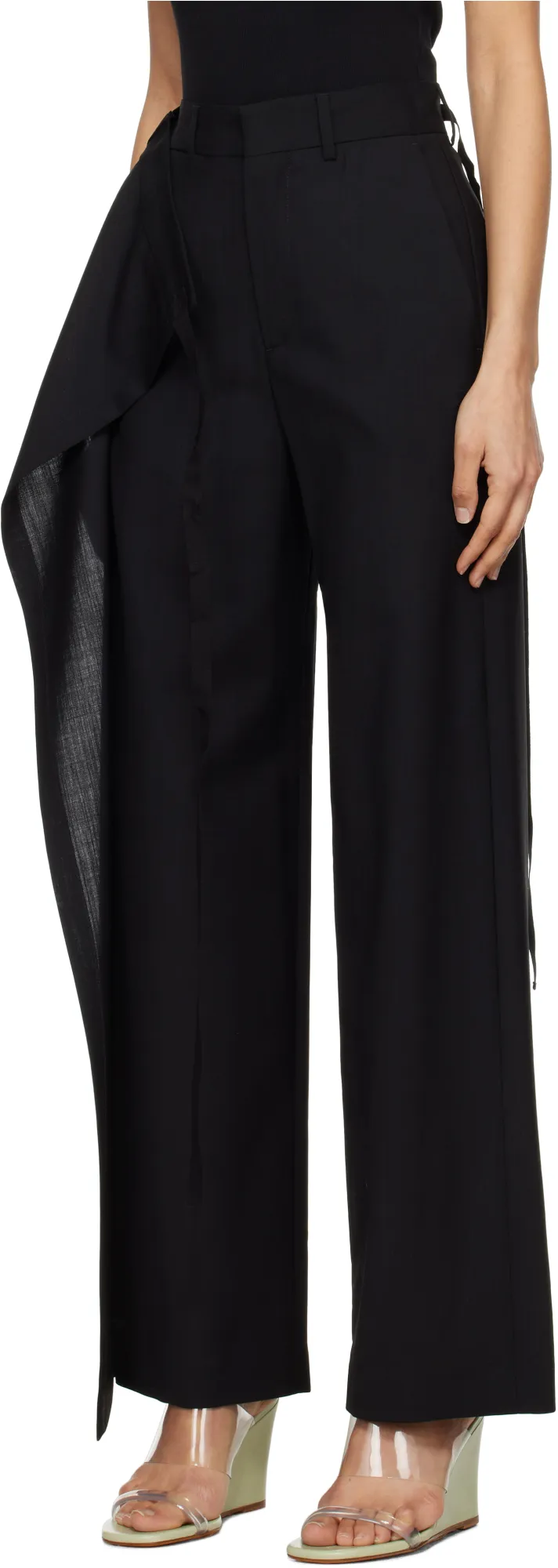 Tie-Fastened Flared Trousers
