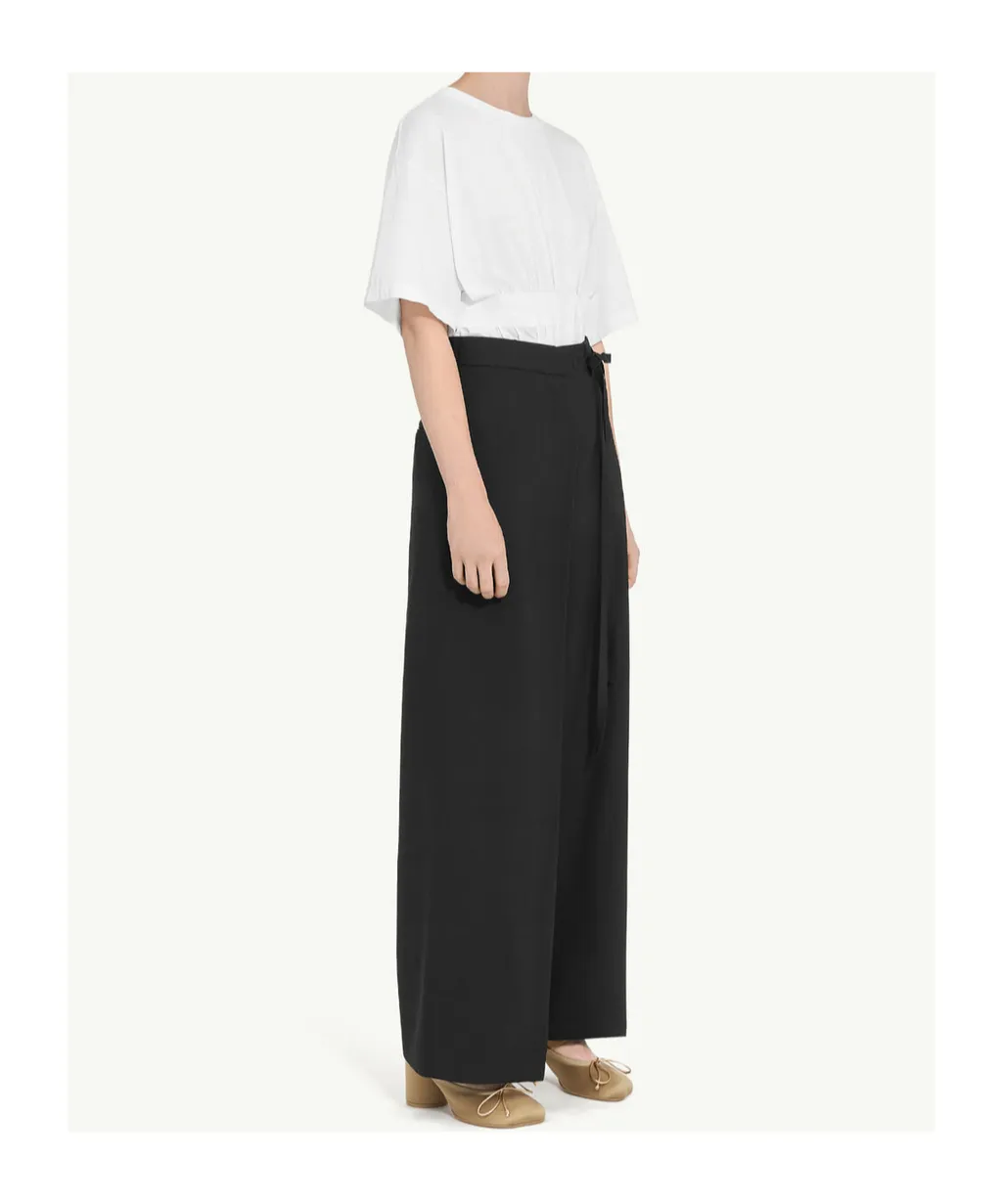 Tie-Fastened Flared Trousers