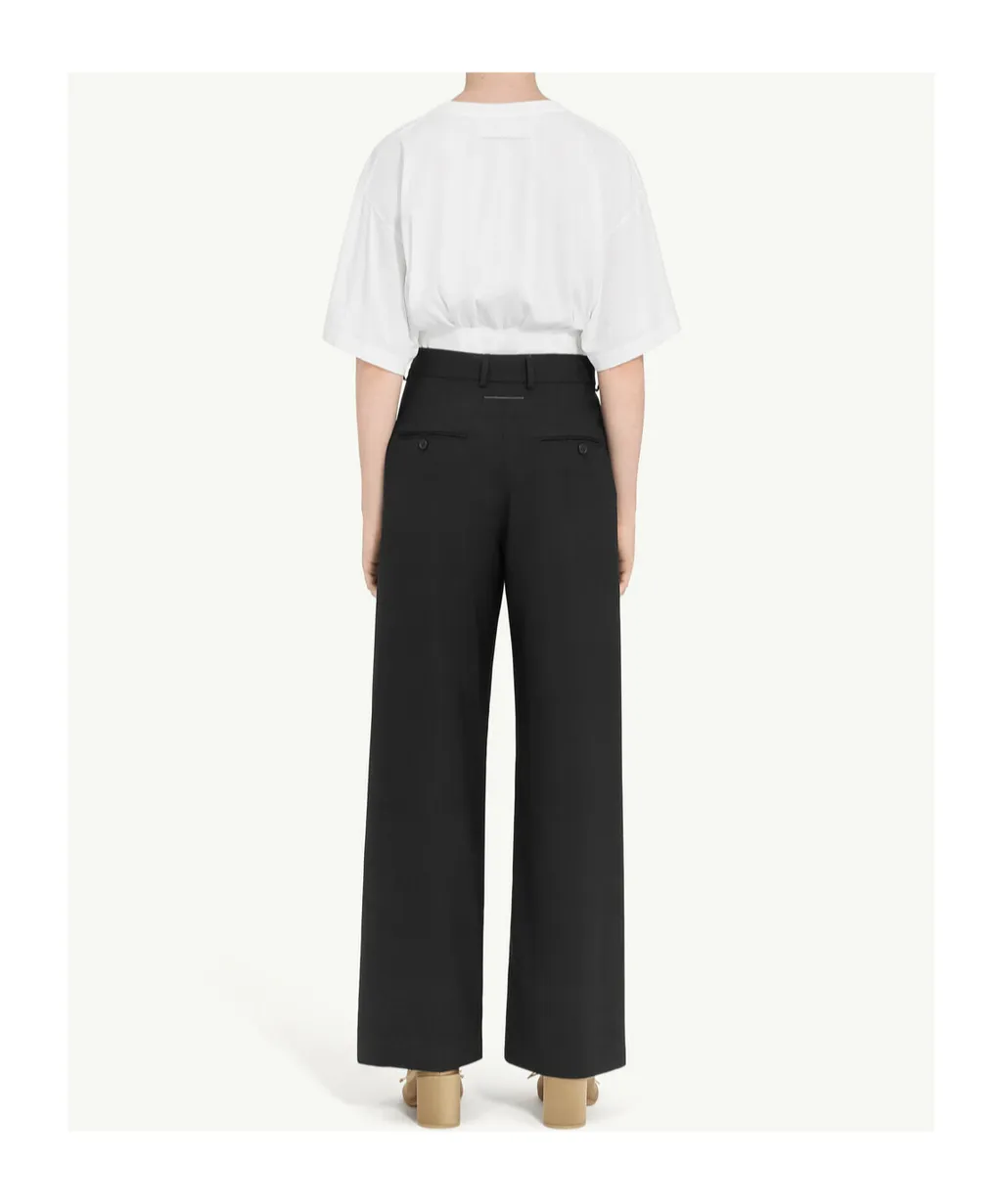 Tie-Fastened Flared Trousers