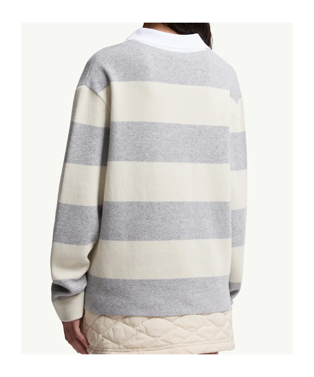 Striped Long Sleeve Wool Polo Shirt