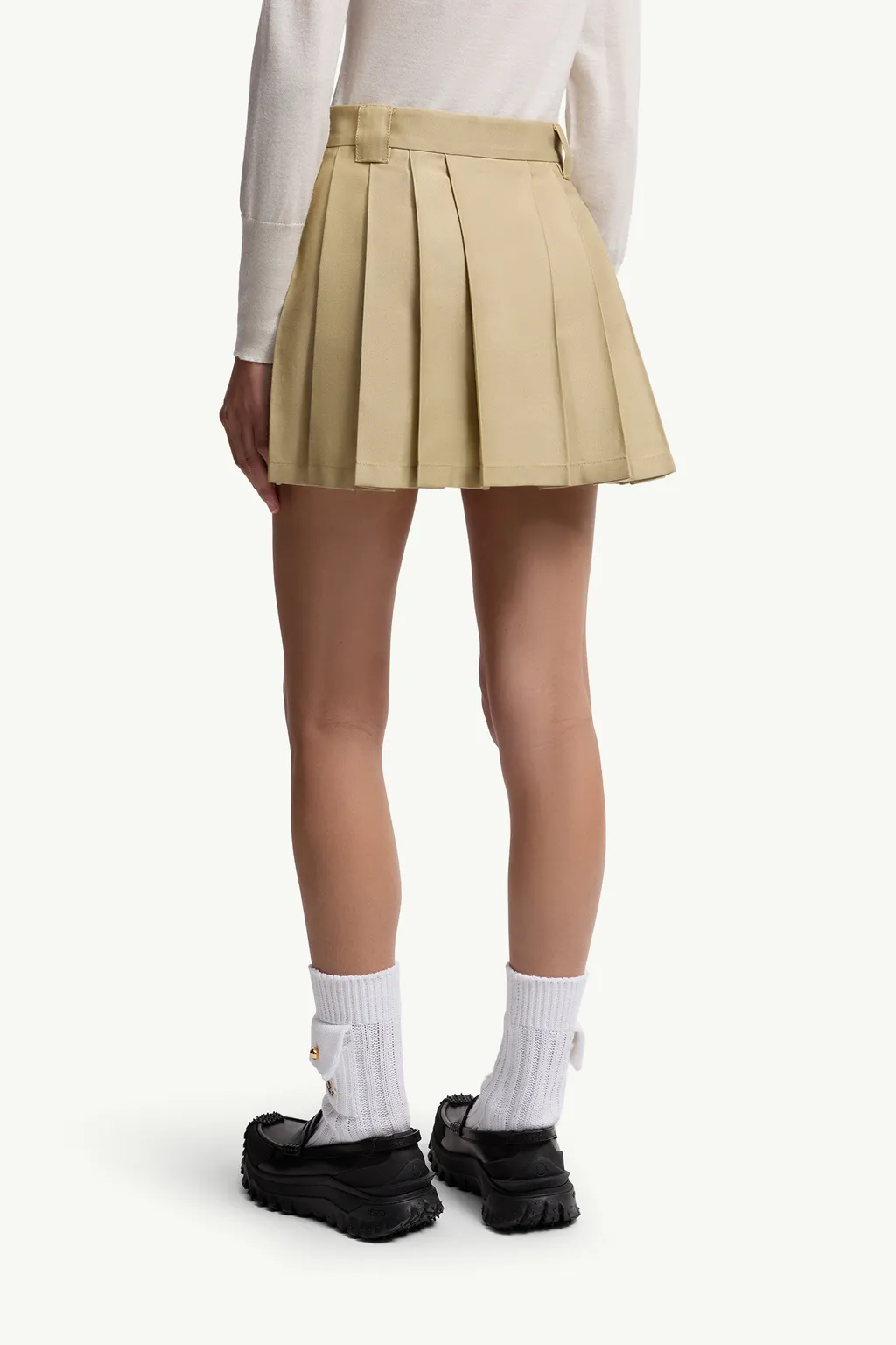 Pleated Cotton Blend Mini Skirt
