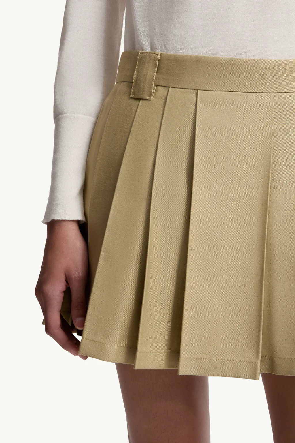 Pleated Cotton Blend Mini Skirt