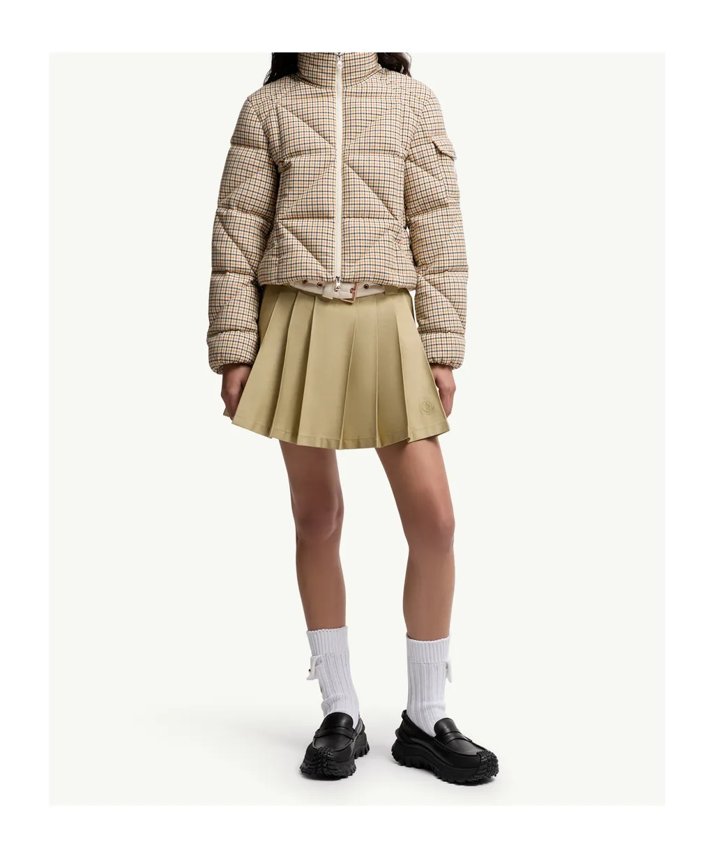 Pleated Cotton Blend Mini Skirt