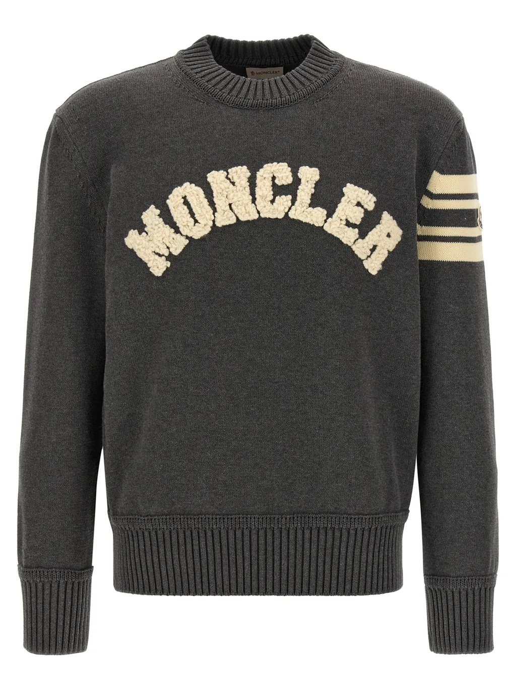 Logo-Embroidered Striped-Sleeve Sweater